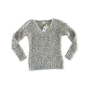 Alythea Metallic Fuzzy V-Neck Tunic‎ Sweater Bloomingdales NWT Medium Ivory